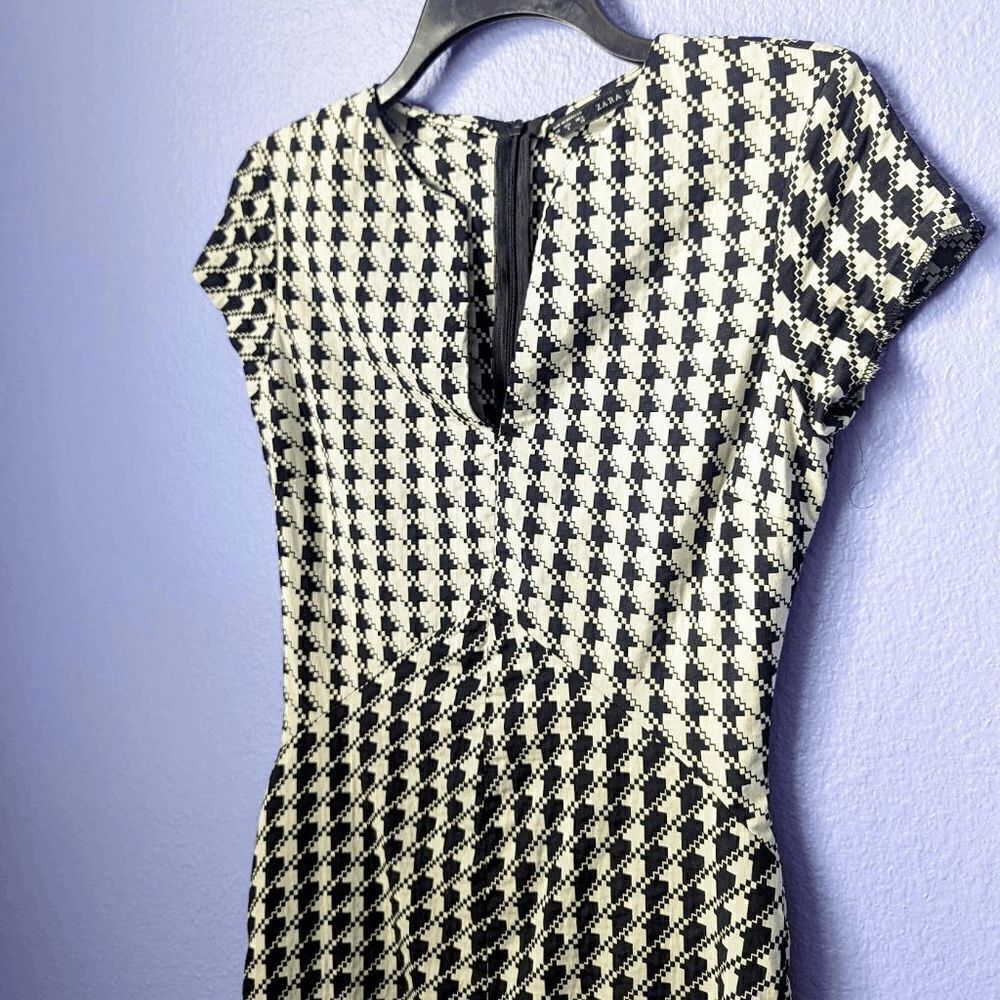 Women's Zara Basics Dress Pencil Skirt Small Houndstooth Dark Academia Punk Goth - Picture 6 of 9